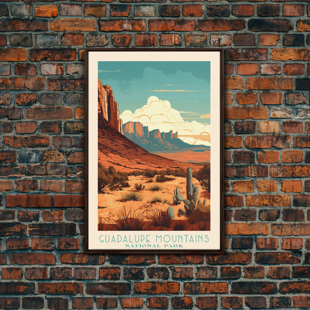 Guadalupe Mountains National Park Travel Poster Art, Canvas Print Wall Art, Texas Travel Art, Midcentury Modern Travel Decor, Wall Art