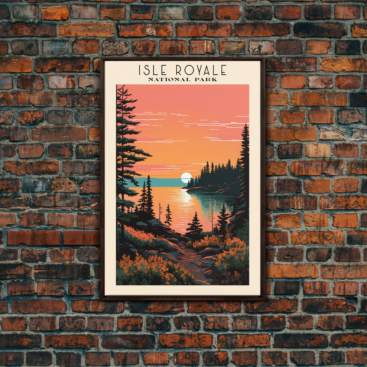 Isle Royale National Park Travel Poster Art, Canvas Print Wall Art, Michigan Travel Art, Midcentury Modern Travel Decor, Wall Art