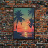 Tropical Wall Art, Palm Tree Art, Sunset, Beach Art, Canvas Print, Wall Hanging, Portrait Art, Home Office Art, Family Home Decor, RV Decor