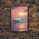 Yacht Art, Ocean Wall Art, Seascape, Sunset, Canvas Print, Wall Hanging, Portrait Art, Retirement Gifts, Beach House Wall Art, Travel Print