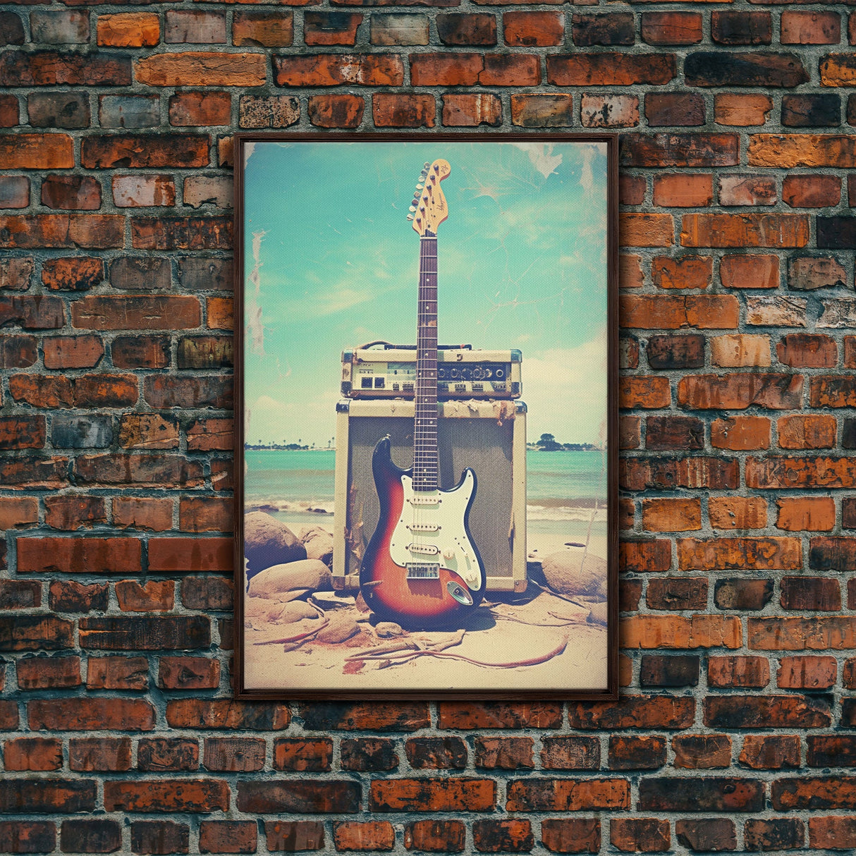 Electric Guitar, Guitar Wall Art, Music Wall Art, Canvas Print, Wall Hanging, Portrait Art, Guitar Player Gift, Music Wall Decor, Beach Art