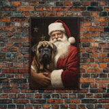 Santa and his English Mastiff, Framed Canvas Print, Christmas Wall Art, Xmas Art, Christmas Art Print, Santa Decor