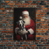 Santa and his Dalmation, Framed Canvas Print, Christmas Wall Art, Xmas Art, Christmas Art Print, Santa Decor