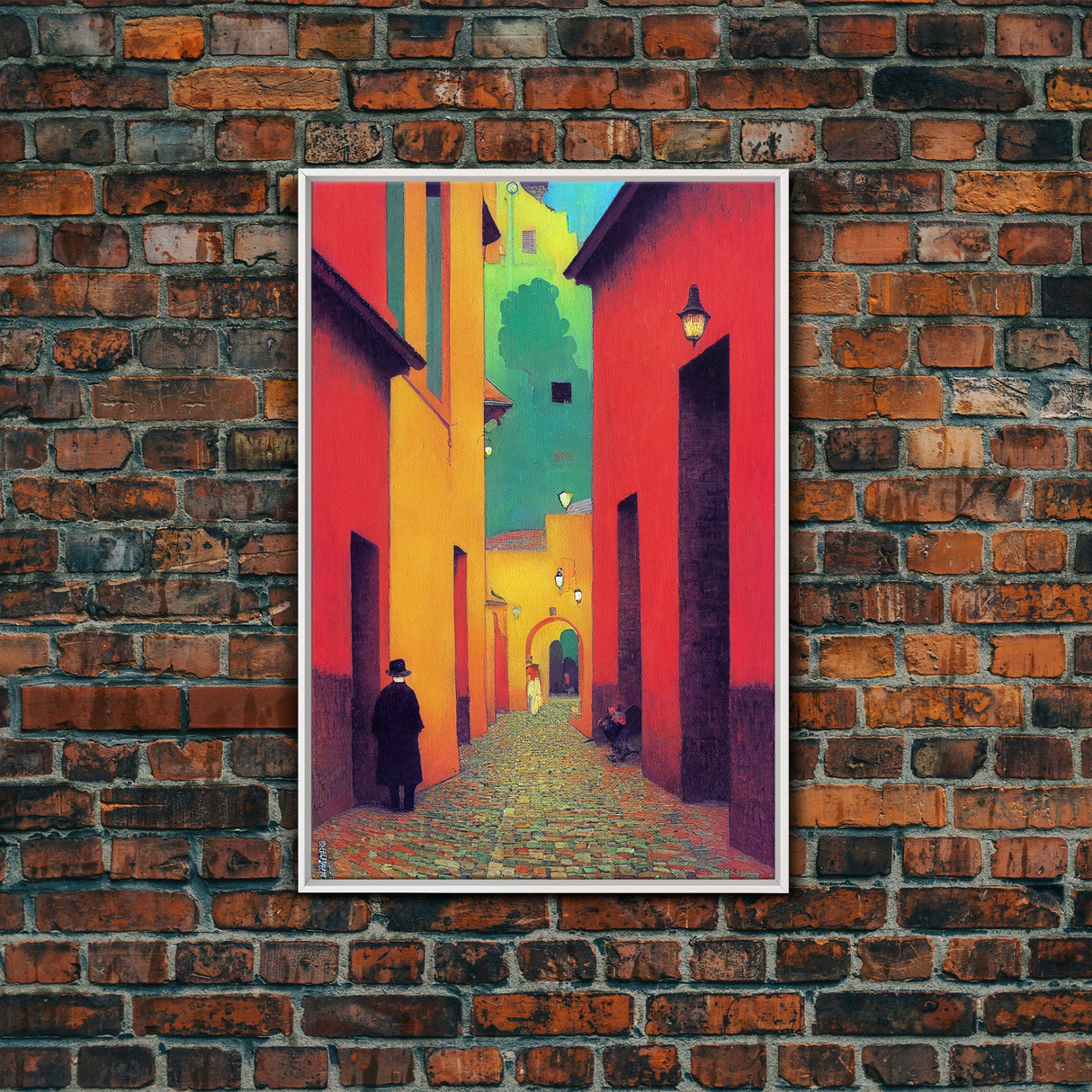 Surrealist Colorful City, Geometric Abstract Art, framed canvas print wall art