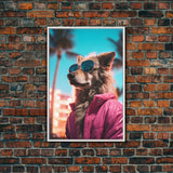 Sheepdog Pink Hoodie Jacket Wall Print, Animal Wall Art, Dog Portrait, Dog Art Print, Framed Wall Art, Framed Canvas, Wall Print