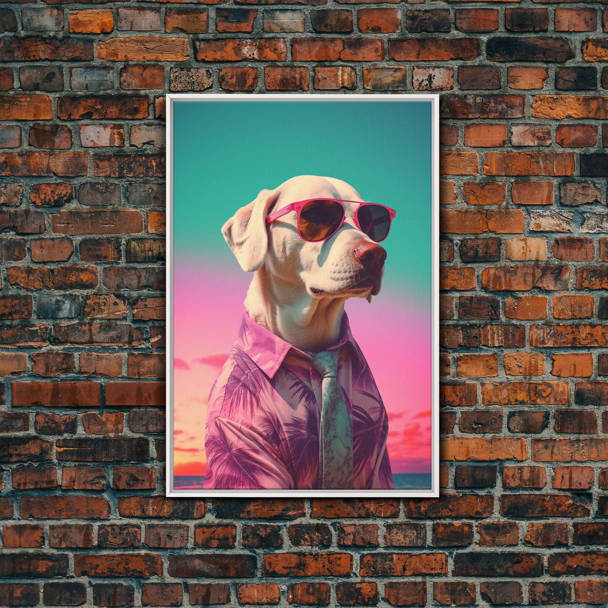 Labrador In Pink Hoodie Sunglasses Wall Print, Beach Art, Dog Print, Dog Portrait, Framed Wall Art, Framed Canvas, Wall Print, Wall Canvas