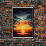 Abstract sunset and clouds canvas print, beautiful oil painting print, nature and landscape wall art, ready to hang