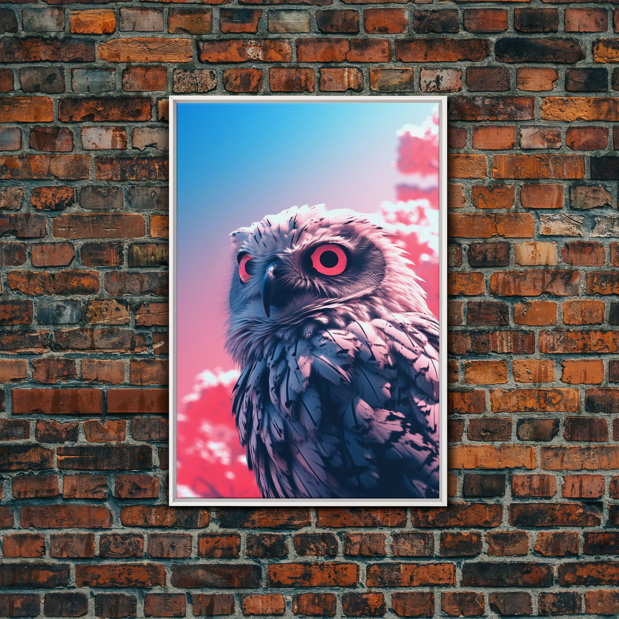 White Owl Wall Print, Animal Art Print, Pink Art, Wildlife Art, Bird Wall Art, Framed Wall Art, Framed Canvas, Wall Print, Wall Canvas