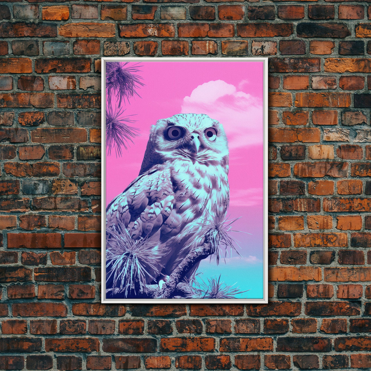 Wildlife Art, White Owl Wall Print, Animal Art Print, Pink Art, Bird Wall Art, Framed Wall Art, Framed Canvas, Wall Print, Wall Canvas