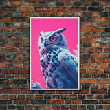 Bird Art, Owl Wall Print, Animal Art Print, Abstract Art, Animal Portrait, Pink Art, Framed Wall Art, Framed Canvas, Wall Print, Wall Canvas