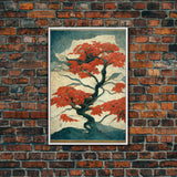 Japanese Maple Tree, Japanese Style Art, Canvas Print, Abstract Tree Art, Ready To Hang Wall Art