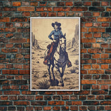 Pretty In Blue, Giclée Fine Art Print, Western Art Print, Western Wall Art, Wild West Art, Cowgirl Art, Cowgirl Print, Retro Art, Rustic Art