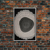 Framed Canvas Print Wall Art,  Grunge Forest Tree Rings, Abstract Illustrations, Modern Art, Nordic Decor for Bedroom, Tree Cross Section