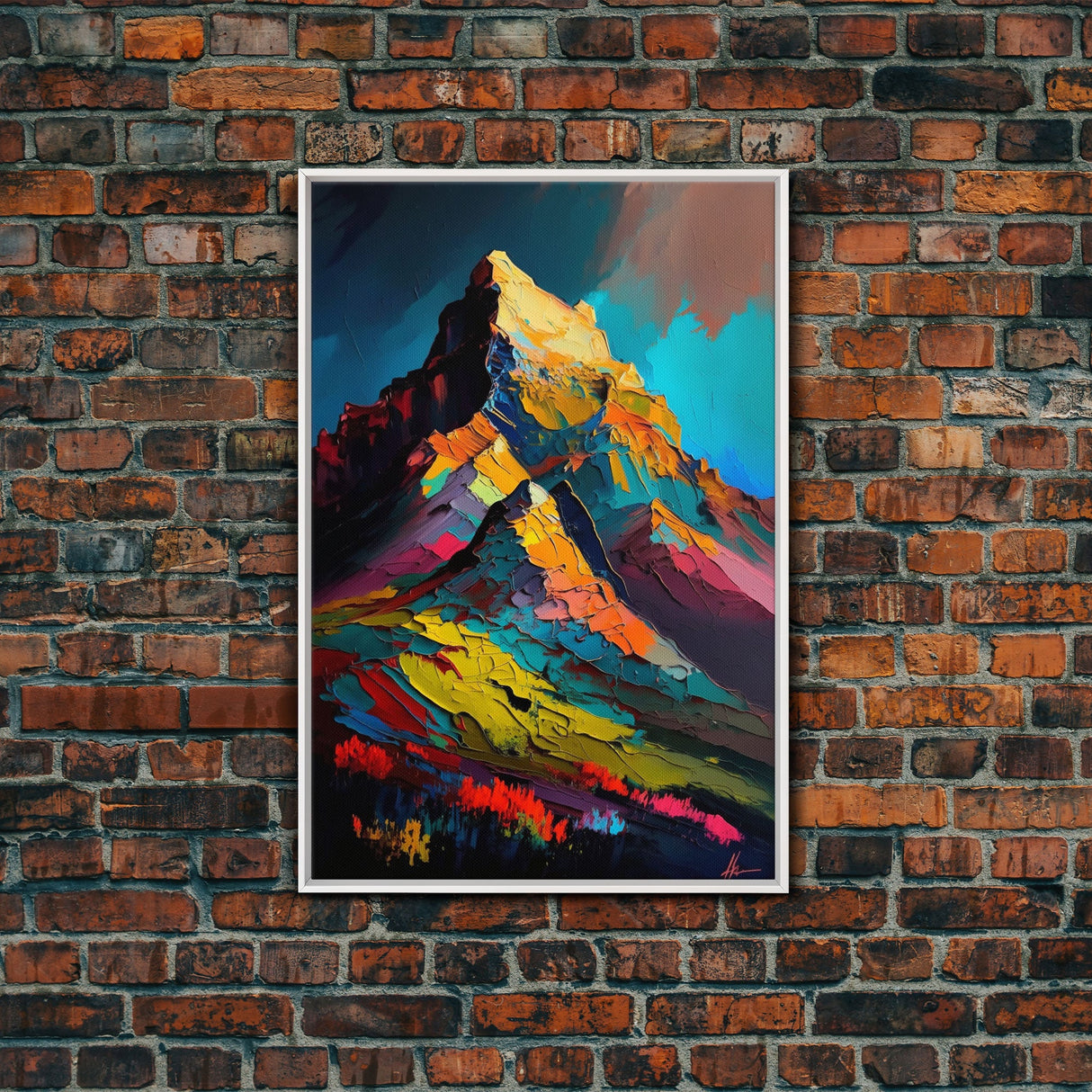 Mount Noshaq, Mountain Art, Mountain Landscape Wall Art, Framed Canvas Print, Abstract Oil Painting Print, Mountains of Pakistan