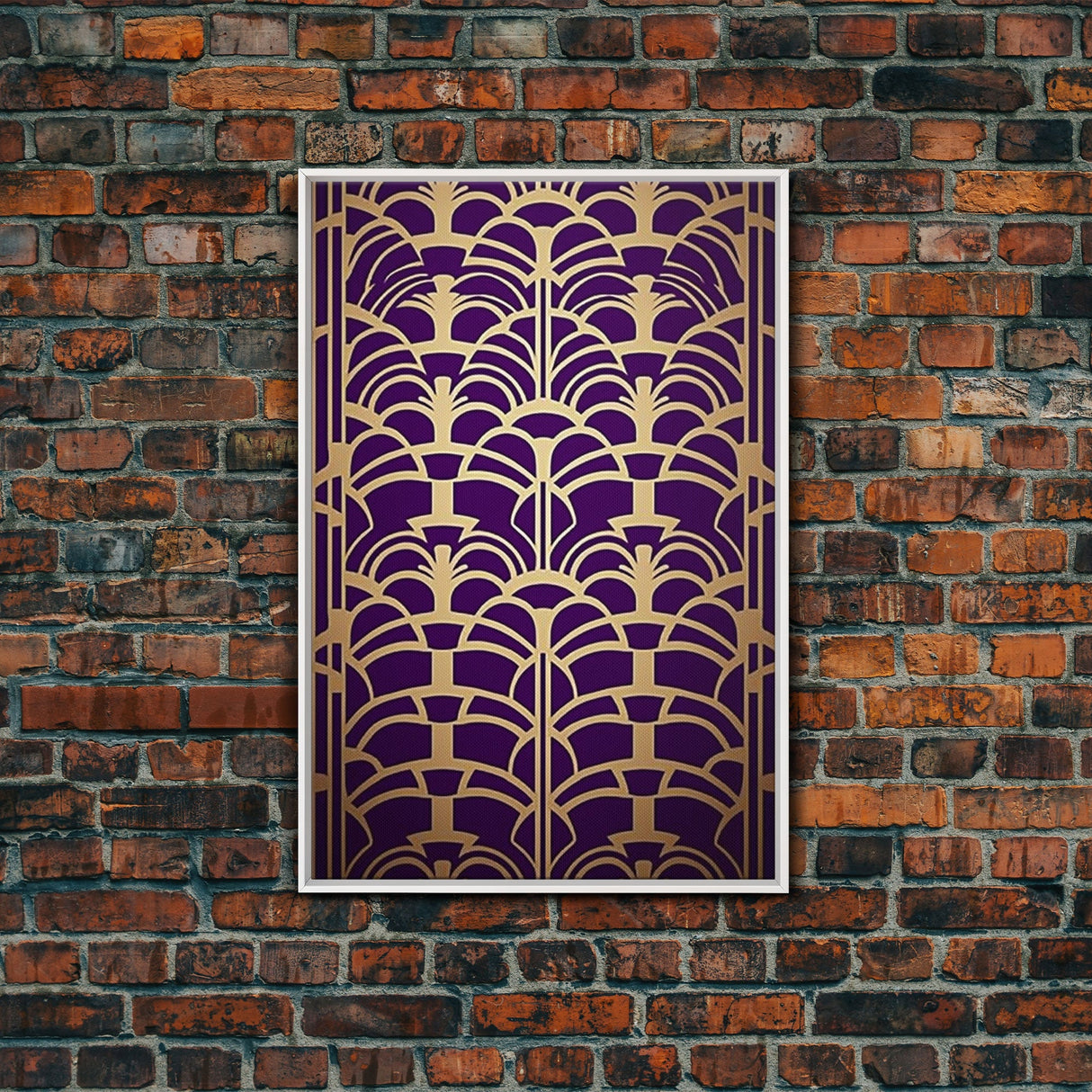 Midcentury Modern Wall art - Framed Canvas Print - Art Deco-  Office decor - Purple & gold art - Ornament art - Abstract art - Geometric art