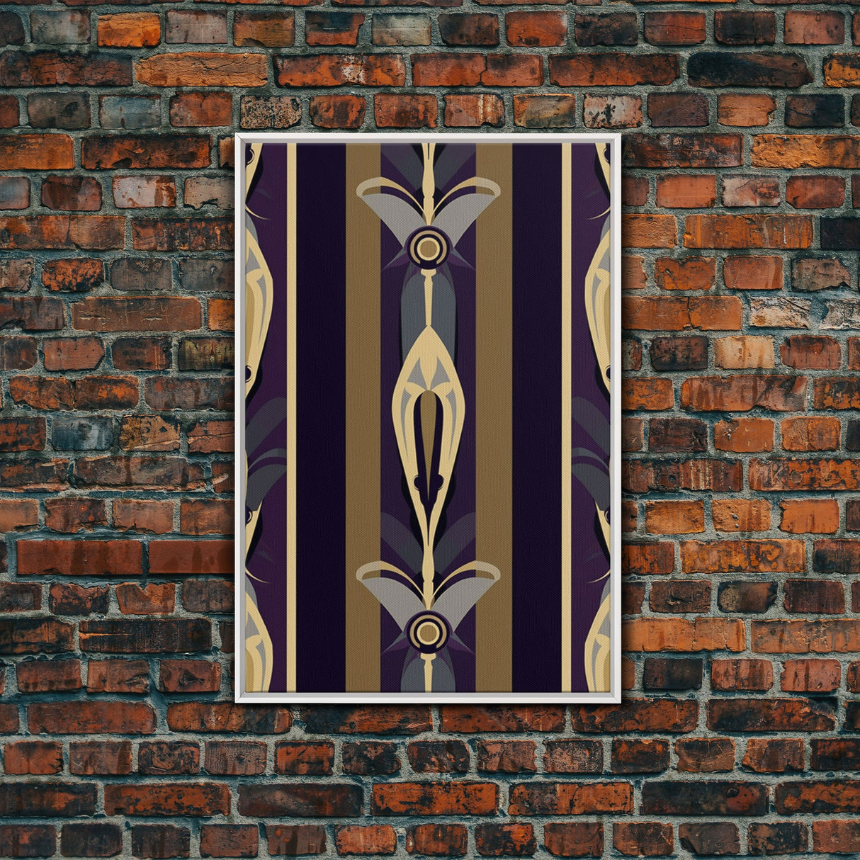 Midcentury Modern Wall art - Framed Canvas Print - Art Deco-  Office decor - Purple & gold art - Ornament art - Abstract art - Geometric art