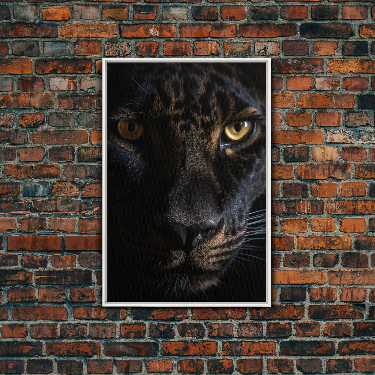 A Look Into Darkness, Beautiful Black Panther Portrait, Cat Photography, Framed Canvas Print, Framed Art, Halloween Witch Cat Art