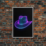 Purple Cowboy Hat Wall Decor, Cowgirl Hat Print, Western Art, 3D Art, Minimalist Print, Wall Decor, Canvas Print, Wall Art, Framed Canvas