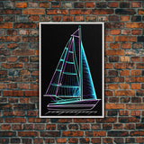 Teal Sail Boat Wall Decor, Ocean Art Print, Line Art, Minimalist Print, Wall Decor, Canvas Print, Wall Art, Framed Canvas