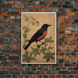 Oriole Wall Decor, Black And Orange Bird Wall Art, Animal Wall Art, Minimalist Print, Wall Decor, Canvas Print, Wall Art, Framed Canvas