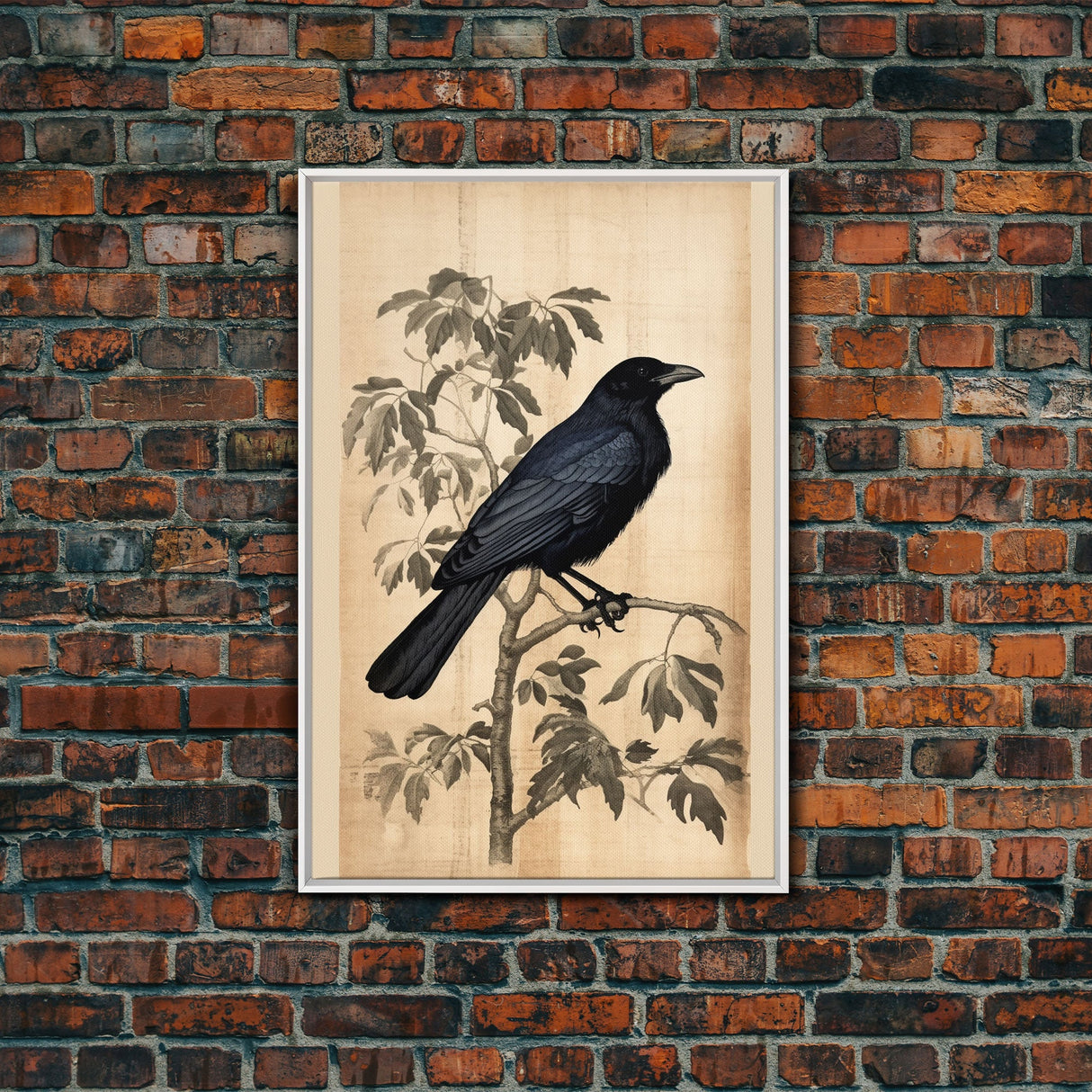 Black Bird Wall Art, Crow Wall Decor, Animal Wall Art, Black Bird, Modern Print, Wall Decor, Canvas Print, Wall Art, Framed Canvas