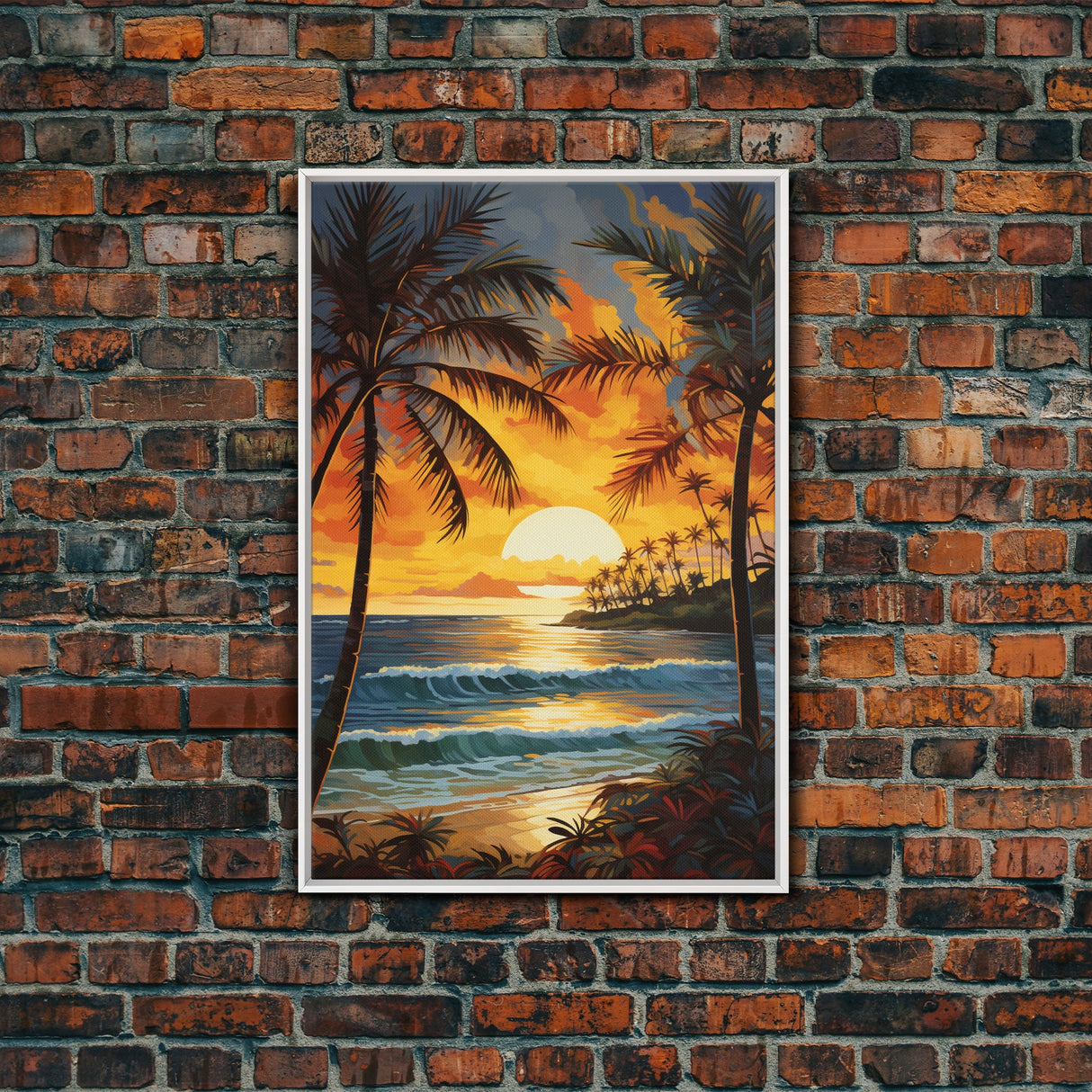 Beach Wall Print, Tropical Wall Art, Sunrise Wall Art, Canvas Print, Wall Art, Vertical Print, Entryway Prints, Dorm Room Art, Office Decor