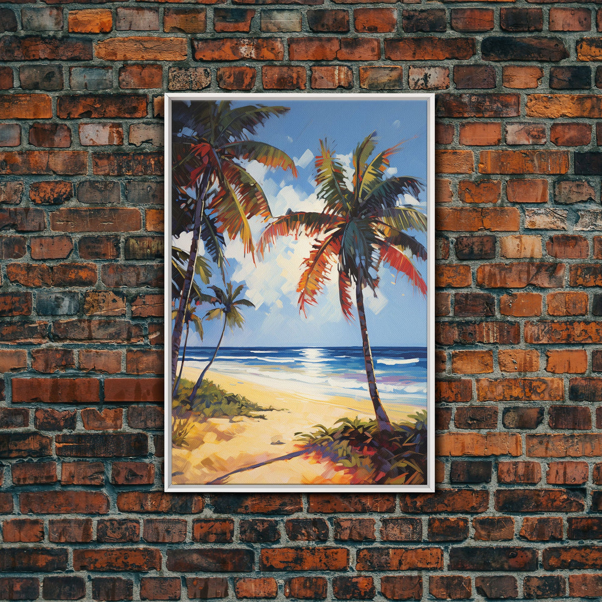 Tropical Wall Art, Beach Wall Print, Seashore Wall Art, Canvas Print, Wall Art, Vertical Print, Living Room Wall Art, Retirement Gifts