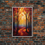 Abstract Wall Art, Forest Print, Fall Wall Art, Canvas Print, Wall Art, Vertical Print, Nature Print, College Dorm Decor, Living Room Prints