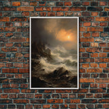 Ocean Waves Art, Sunset Wall Art, Nautical Art Print, Seascape Wall Art, Canvas Print, Wall Art, Vertical Art, Apartment Wall Decor, Prints