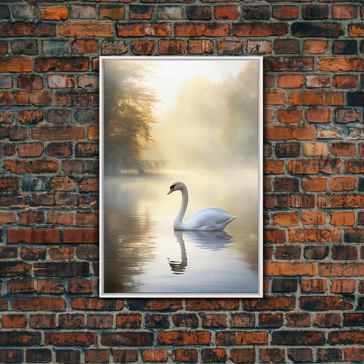 Swan Print, Bird Art, Animal Wall Art, Lake Art Print, Canvas Print, Wall Art, Vertical Art, Couples Gift, Lake House Wall Art, RV Decor