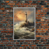 Light House Print, Ocean Wall Decor, Seascape Art, Canvas Print, Wall Art, Vertical Art, Landscape Art Print, Gift For Coworker, Wall Decor