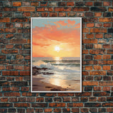 Sunset Wall Art, Beach Art Print, Seascape Wall Art, Canvas Print, Wall Art, Vertical Art, Appreciation Gift, Wall Hanging, Dining Room Art