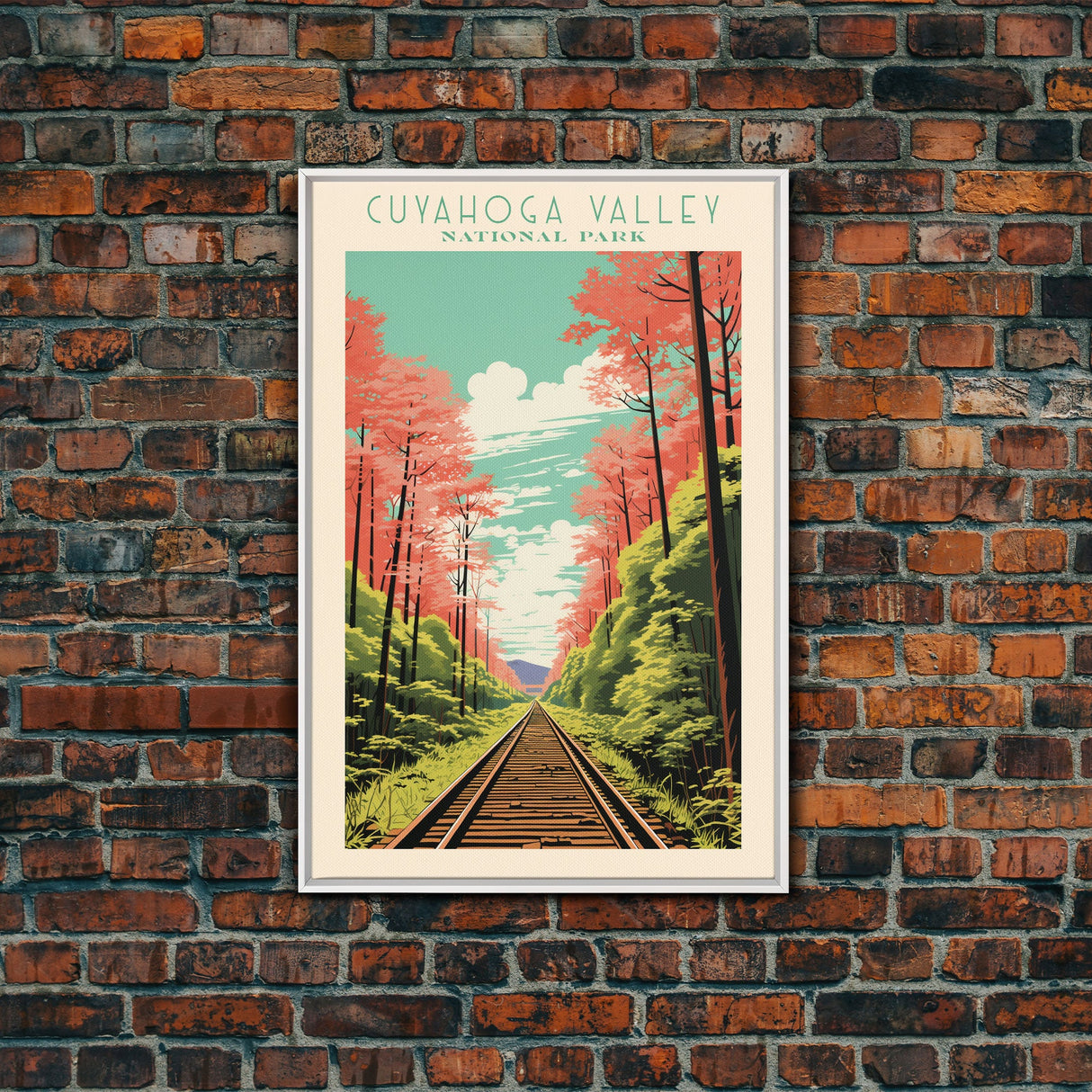 Cuyahoga Valley National Park Travel Poster Print, Canvas Print Wall Art, Ohio Travel Art, Midcentury Modern Travel Decor