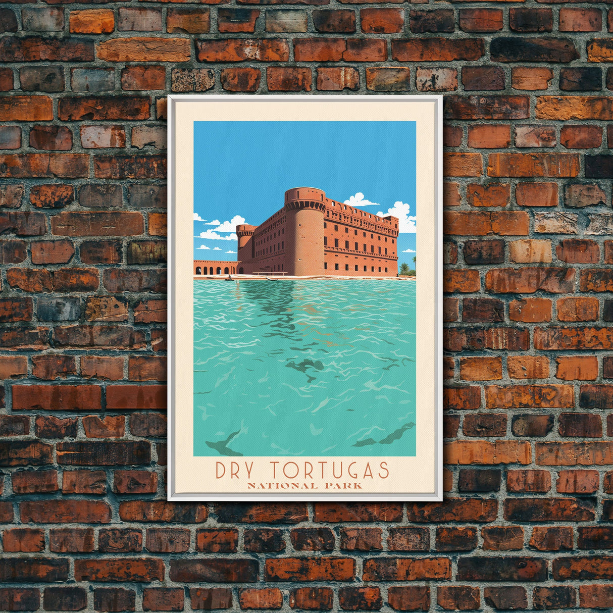 Dry Tortugas National Park Travel Poster Print, Canvas Print Wall Art, Florida Travel Art, Midcentury Modern Travel Decor, MCM Wall Art