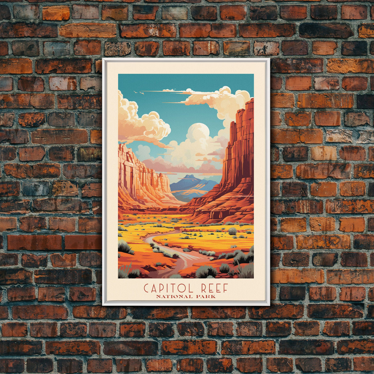 Capital Reef National Park Travel Poster Print, Canvas Print Wall Art, Utah Travel Art, Midcentury Modern Travel Decor