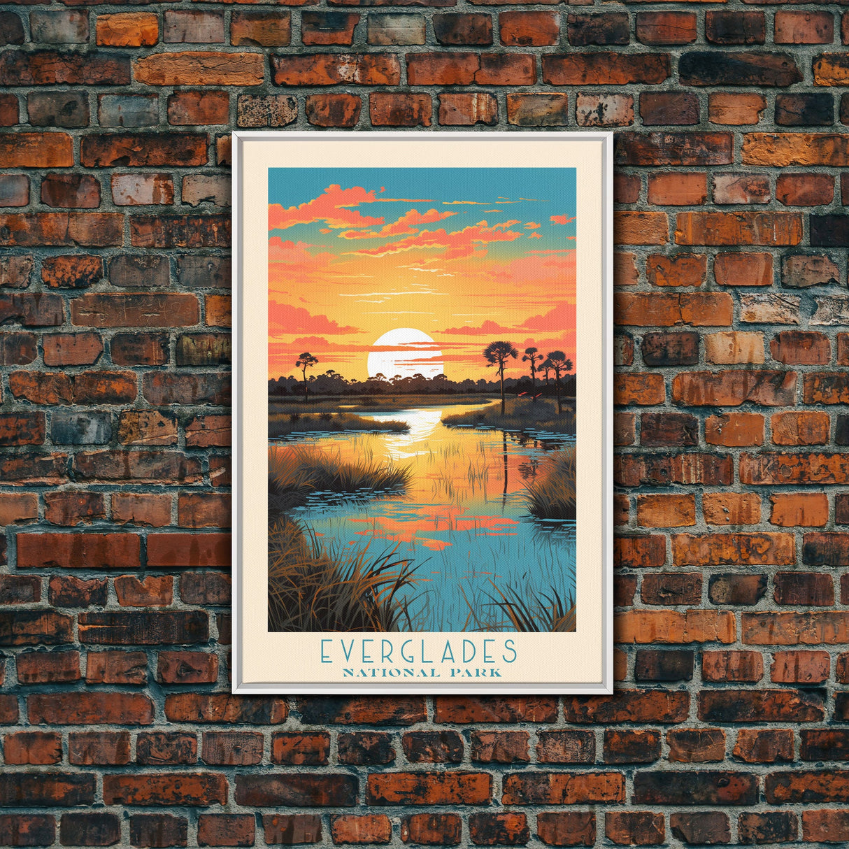 Everglades National Park Travel Poster Print, Canvas Print Wall Art, Florida Travel Art, Midcentury Modern Travel Decor, MCM Wall Art