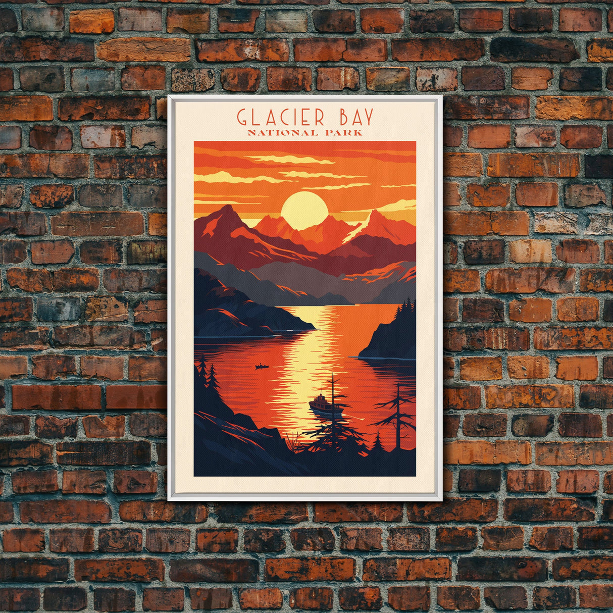 Glacier Bay National Park Travel Poster Art, Canvas Print Wall Art, Alaska Travel Art, Midcentury Modern Travel Decor, MCM Wall Art