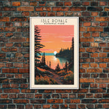 Isle Royale National Park Travel Poster Art, Canvas Print Wall Art, Michigan Travel Art, Midcentury Modern Travel Decor, Wall Art