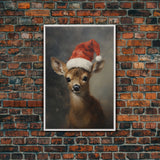 Cute Christmas Deer - Farmhouse Christmas Decor - Fawn Dressed For Christmas - Xmas Decor - Christmas Wall Art- Holiday Decorations