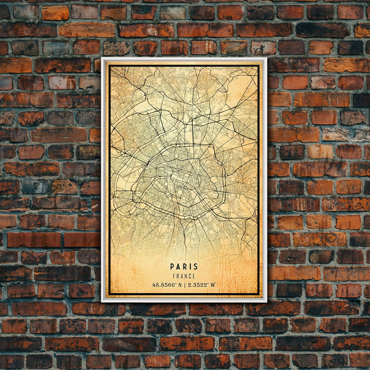 Paris France map print poster or framed canvas, Paris map print poster canvas, Paris France city map print poster canvas, Vintage Travel Art