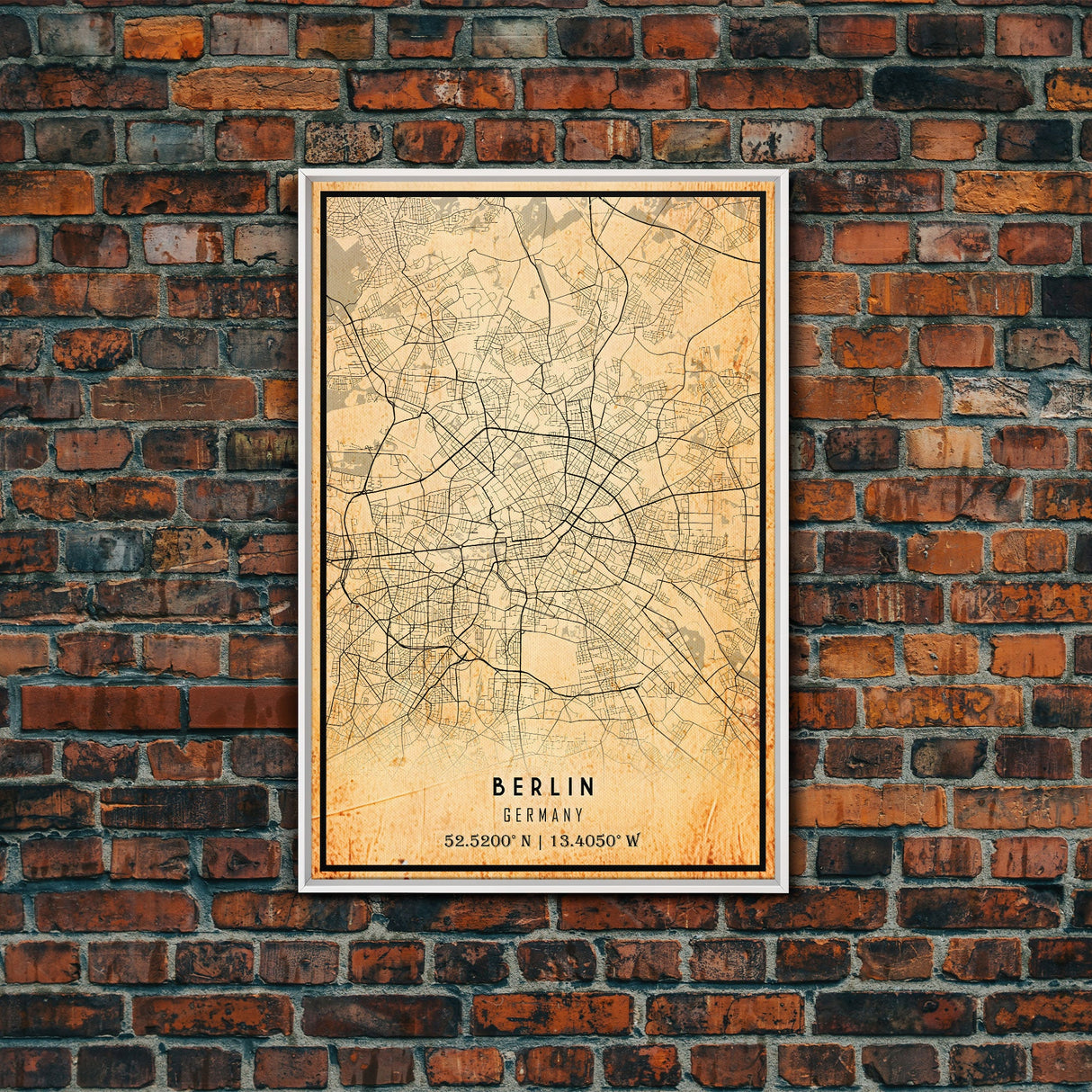 Vintage Berlin Germany map print poster or framed canvas, Berlin map print poster canvas, Berlin city map print poster canvas, Travel Art