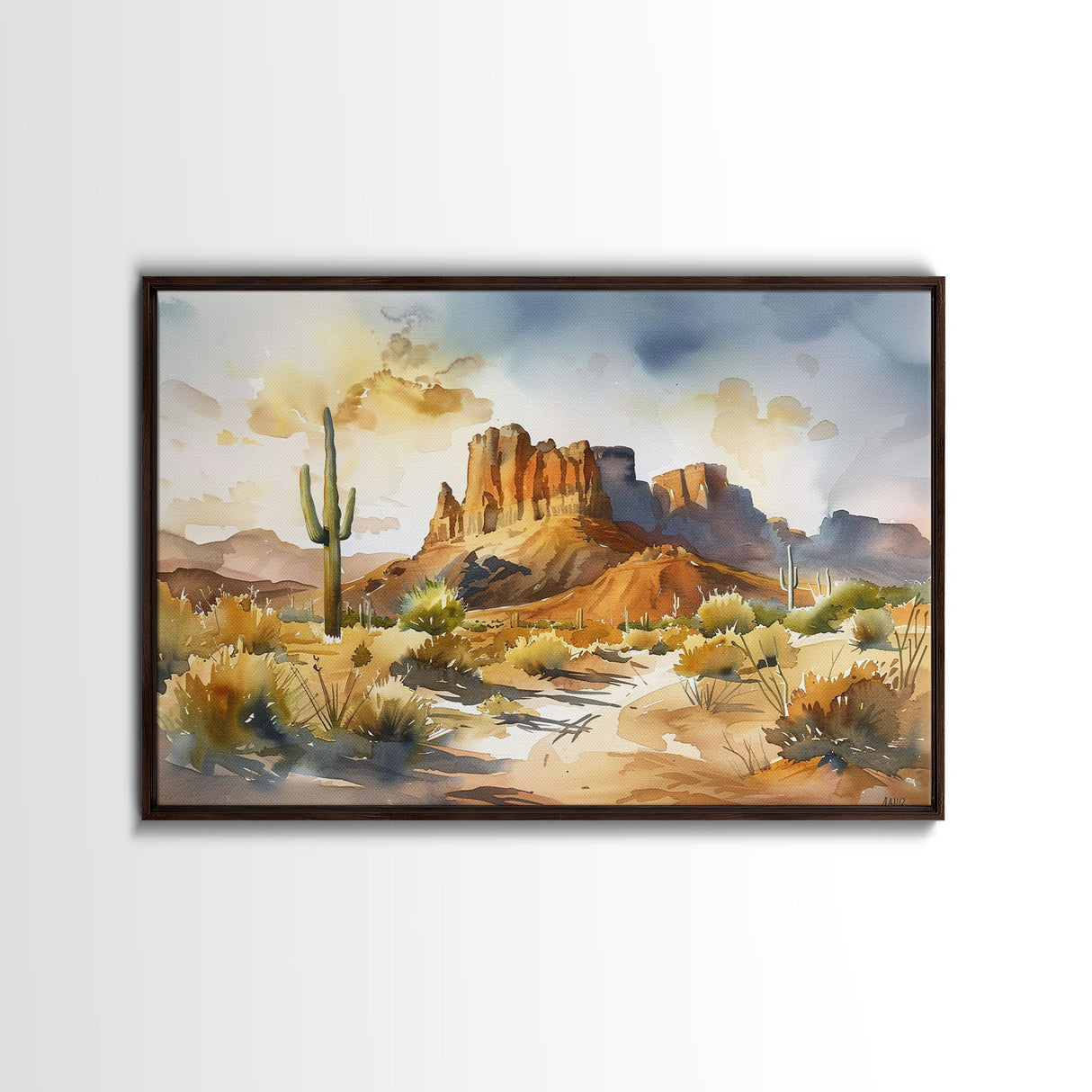 Beautiful Arizona Watercolor Landscape Painting Print, Wood Framed Art, Gift for him, painting, Prints, Abstract Wall Art