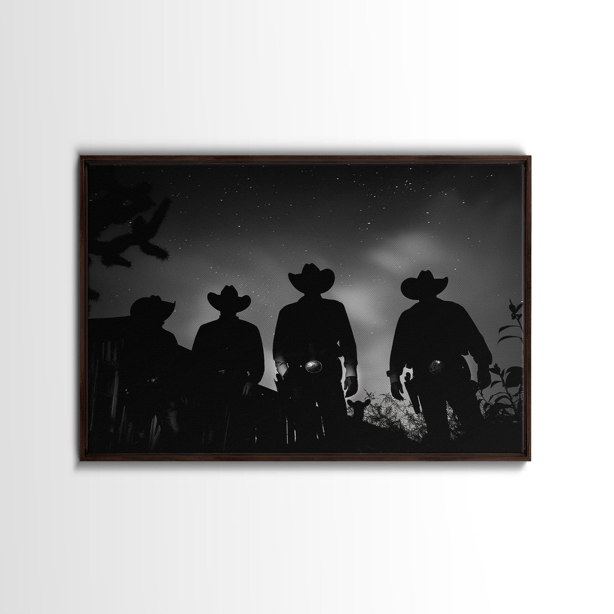 Premium Framed Canvas, Black and White Cowboy Photography Print, Western Decor, Wild West Art, Farmhouse Wall Art, Minimalist Framed Art