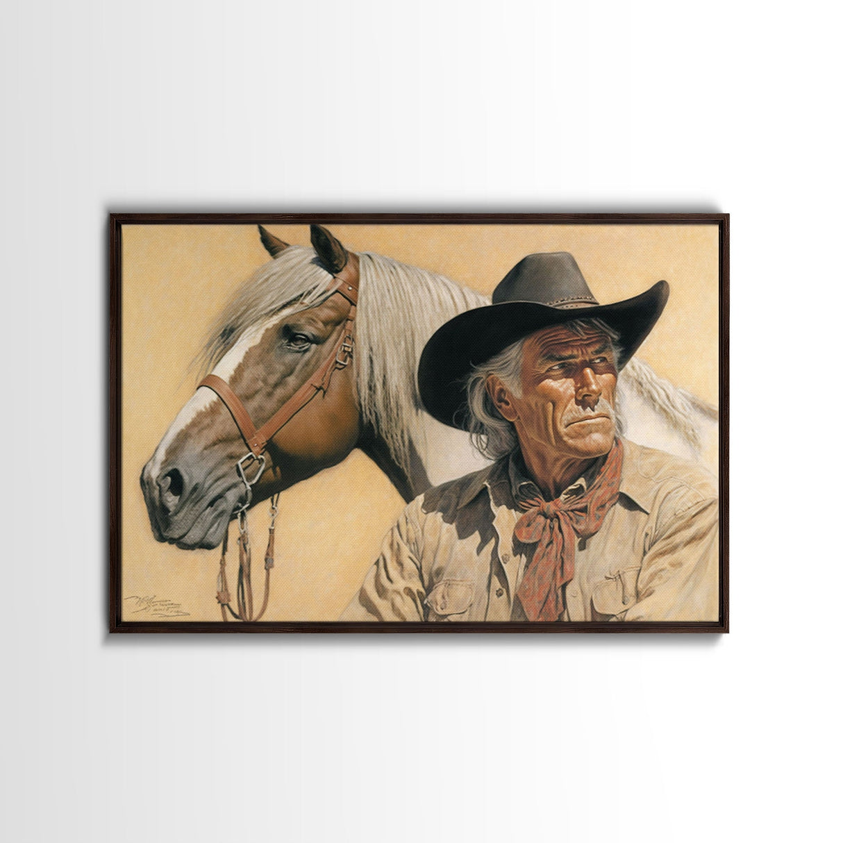 Wild West Cowboy Painting, Western Decor, Southwestern Wall Art, Modern Design Canvas Painting, Southern Home Art, Ranch Wall Art