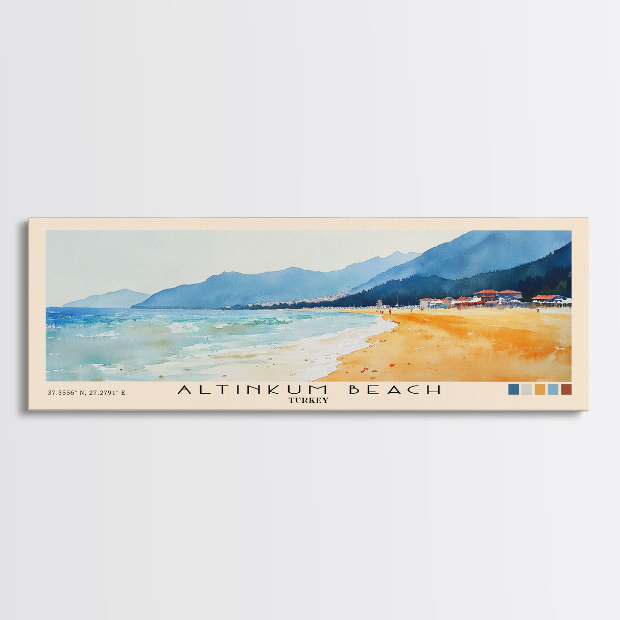 Altinkum Beach, Turkey Watercolor Beach Print, Vacation Gift, Turkey Wall Art, Beach Painting, Beach Decor, Beach Painting