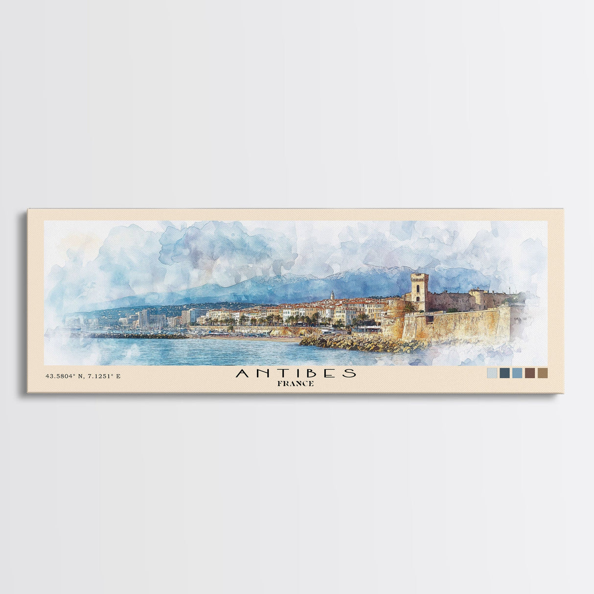 Antibes, France Watercolor Print, Vacation Gift, France Wall Art, Beach Painting, Beach Decor, Large Wall Art, Wood Frame Art