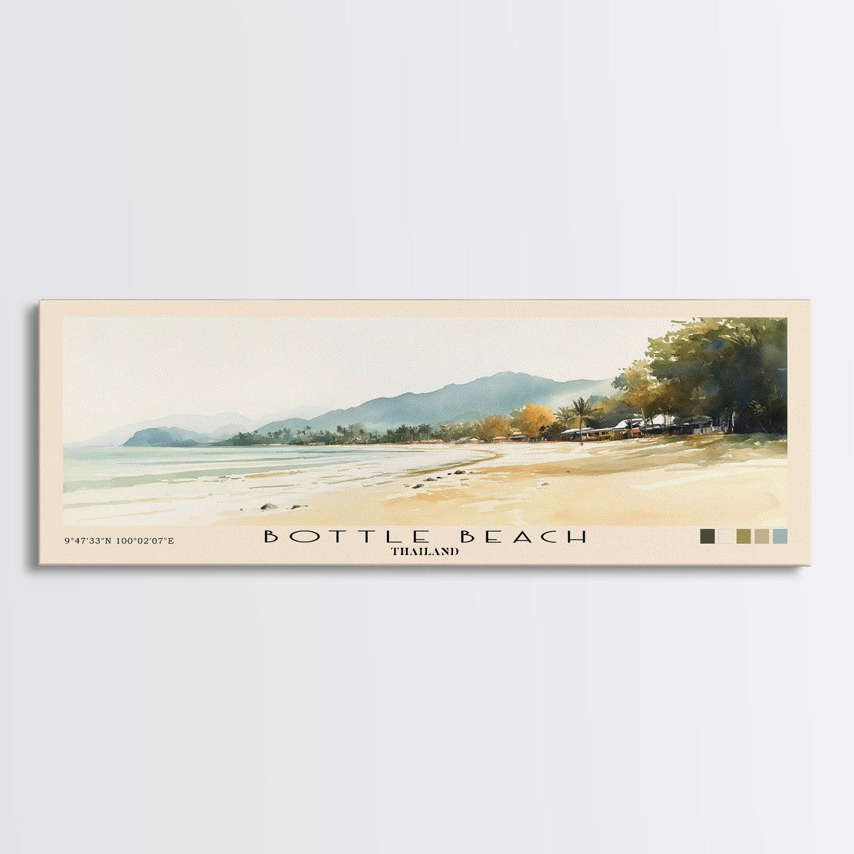 Bottle Beach, Thailand Watercolor Beach Print, Vacation Gift, Thailand Wall Art, Framed Canvas Print, Framed Beach Painting