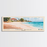 Crane Beach, Barbados Watercolor Beach Print, Vacation Gift, Barbados Wall Art, Framed Canvas Print, Framed Beach Painting