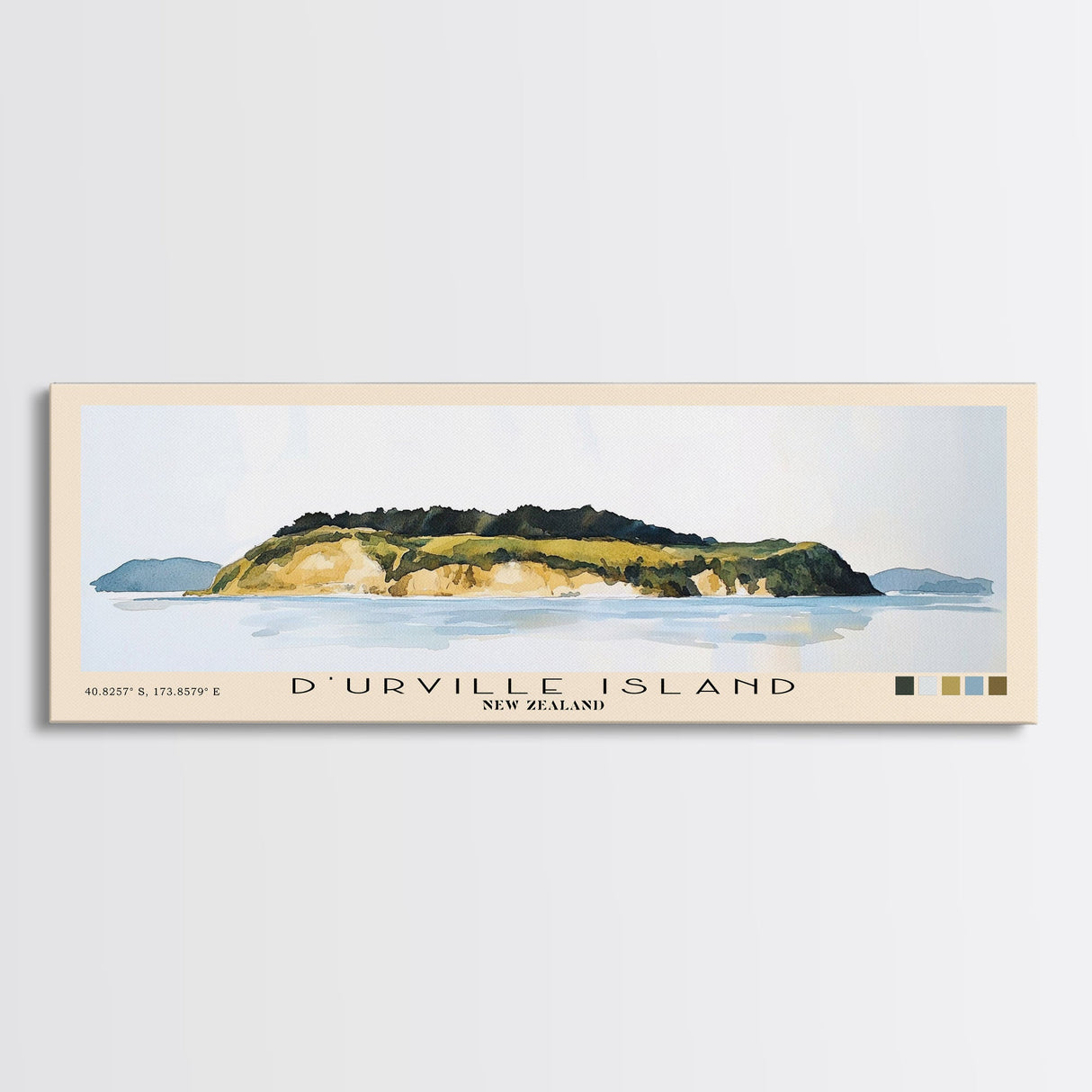 D’Urville Island, New Zealand Watercolor Beach Print, Vacation Gift, New Zealand Wall Art, Framed Canvas Print, Framed Beach Painting