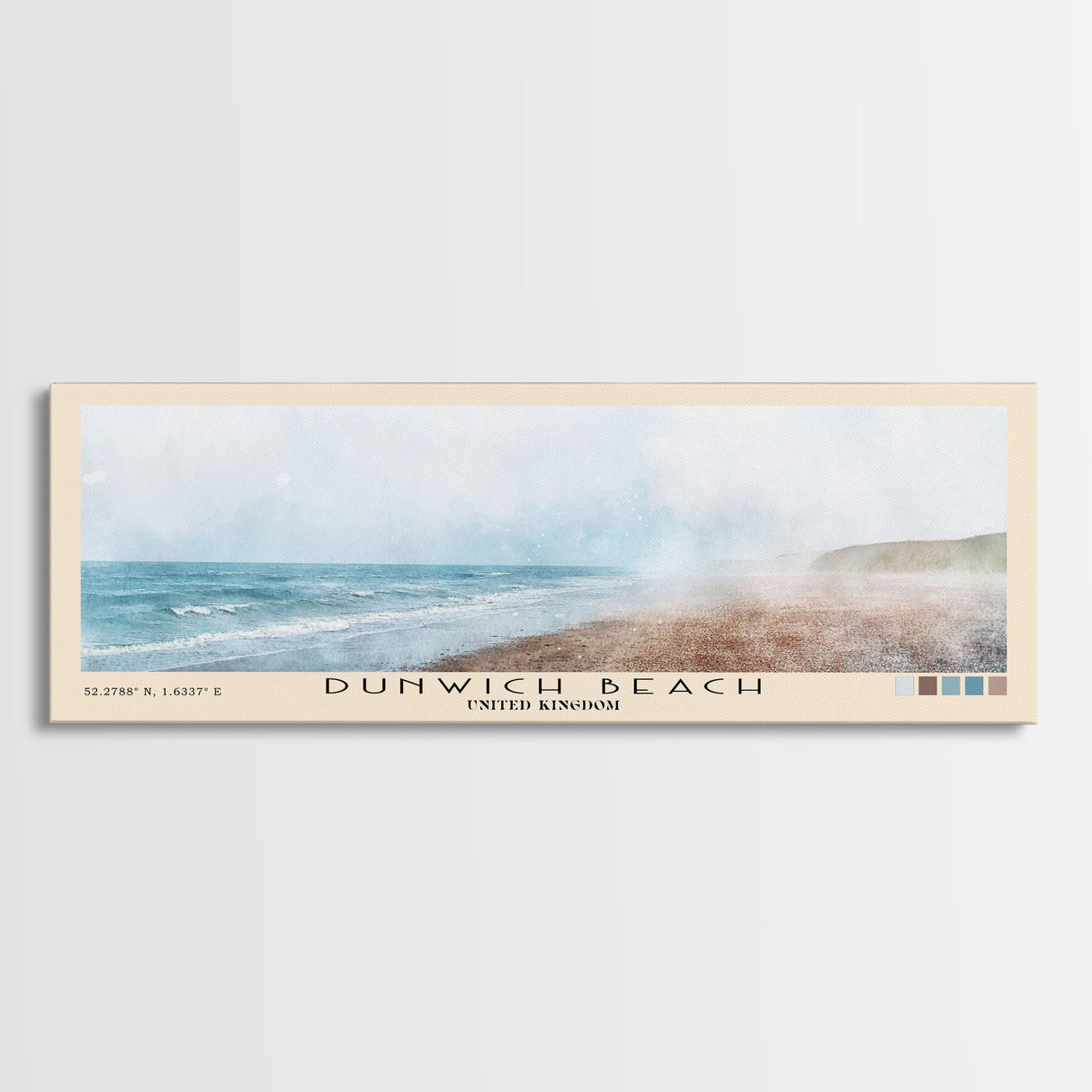 Dunwich Beach, United Kingdom Watercolor Beach Print, Vacation Gift, United Kingdom Wall Art, Framed Canvas Print, Framed Beach Painting